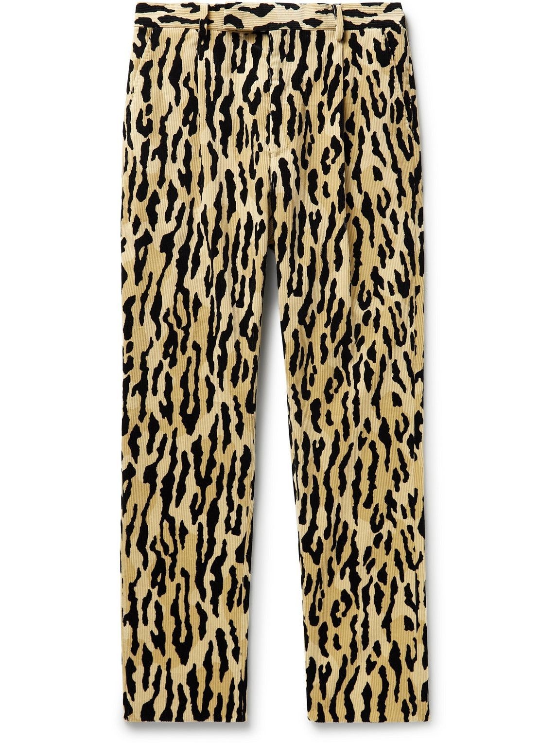 Photo: Wacko Maria - Tapered Pleated Leopard-Print Cotton-Corduroy Suit Trousers - Animal print