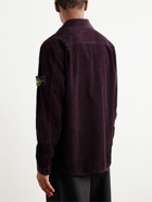 Stone Island - Logo-Appliquéd Garment-Dyed Cotton-Corduroy Shirt Jacket - Purple