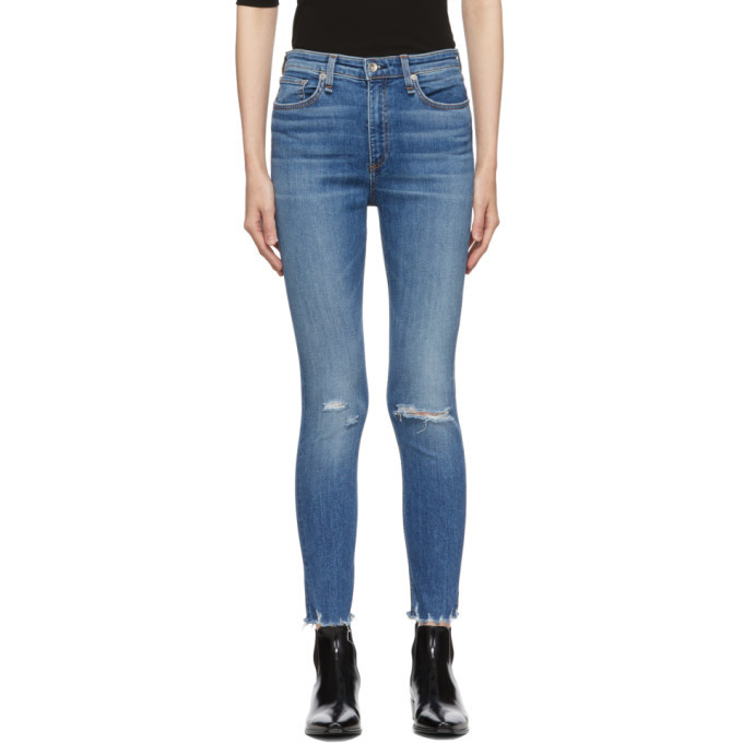 rag and bone Blue Nina High-Rise Ankle Skinny Jeans Rag and Bone