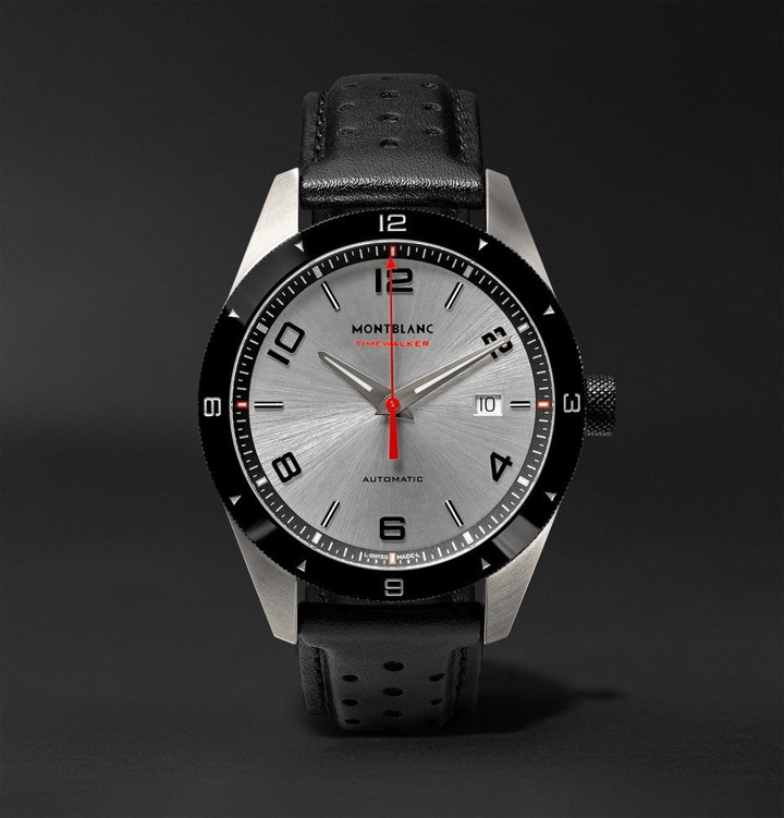 Photo: Montblanc - TimeWalker Date Automatic 41mm Stainless Steel, Ceramic and Leather Watch - Gray