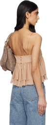 Chloé Pink Sleeveless Ruffle Silk Georgette Top