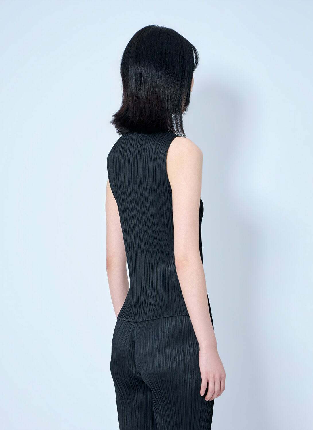Pleats Please Issey Miyake Sleeveless Ribbed High-Neck Top