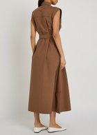 Brunello Cucinelli Belted Cotton-blend Midi Shirt Dress Brown