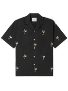 Portuguese Flannel - Convertible-Collar Embroidered Cotton-Poplin Shirt - Black