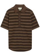 Oliver Spencer Judo Striped Cotton Polo Shirt Brown