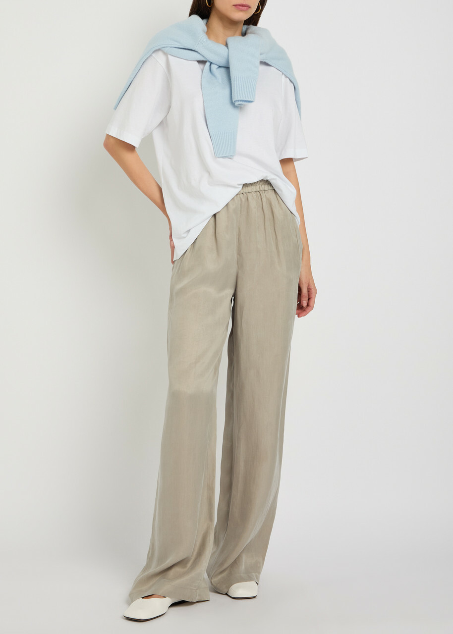 Emporio Armani Striped Loose Straight-leg Trousers Grey