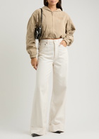 Alexanderwang.t Hooded Cropped Shell Bomber Jacket Beige