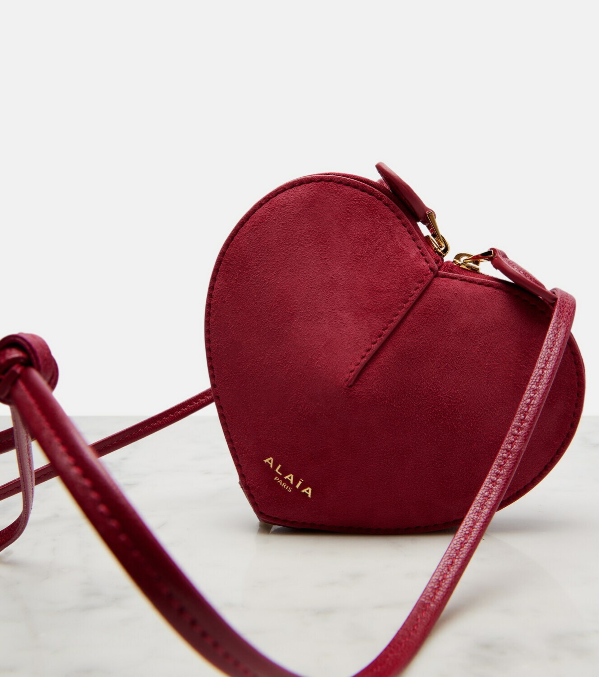 Alaïa Le Cœur suede shoulder bag