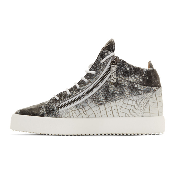 Giuseppe Zanotti Grey and White May London High-Top Sneakers