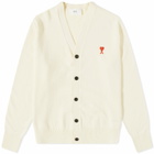 AMI Men's Tonal Small A Heart Cardigan in Vanilla