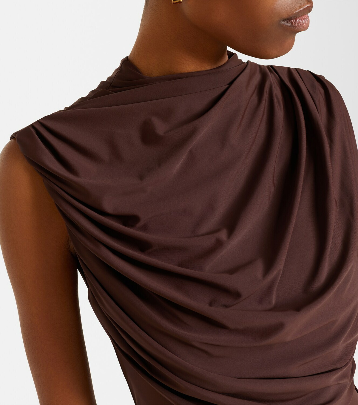 De La Vali Draped caped jersey minidress