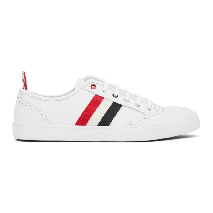 Photo: Thom Browne White Vulcanized Brogued Sneakers