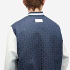 Givenchy Men's Mixed Material Varsity Jacket in Navy/White