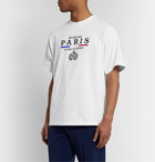 Balenciaga - Paris Flag Logo-Embroidered Cotton-Jersey T-Shirt - White