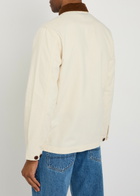 Drake's Corduroy Collar Cotton-twill Overshirt Ecru