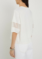 Emporio Armani Panelled Logo Cotton T-shirt Cream
