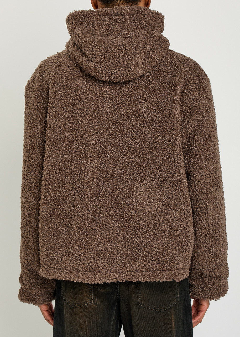 Cole Buxton Quilted Hooded Bouclé Jacket Brown
