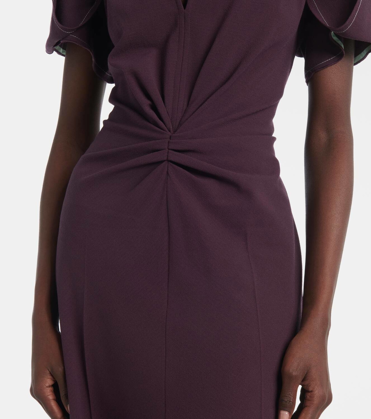 Victoria Beckham Gathered wool-blend midi dress