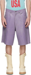 GUESS USA Purple Cracked Leather Shorts