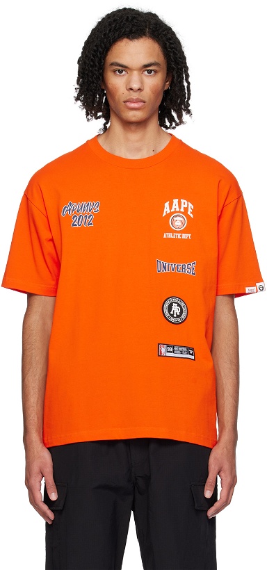 Photo: AAPE by A Bathing Ape Orange Printed T-Shirt