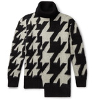 Alexander McQueen - Asymmetric Houndstooth Mohair-Blend Rollneck Sweater - Black