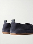 Mulo - Collapsible-Heel Suede Loafers - Blue