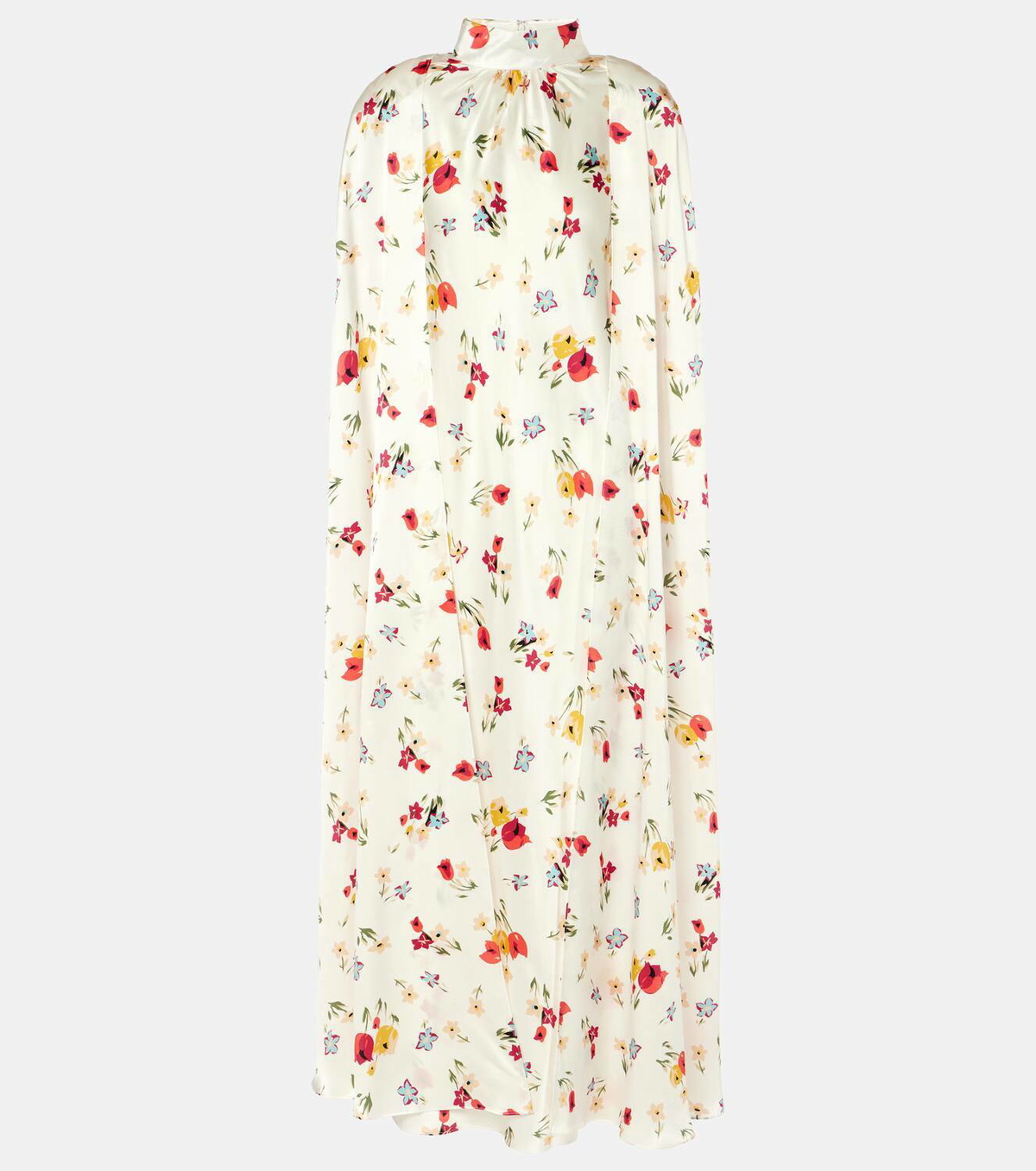 Rodarte Floral caped silk maxi dress
