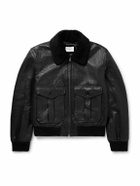 SAINT LAURENT - Shearling-Trimmed Full-Grain Leather Jacket - Black