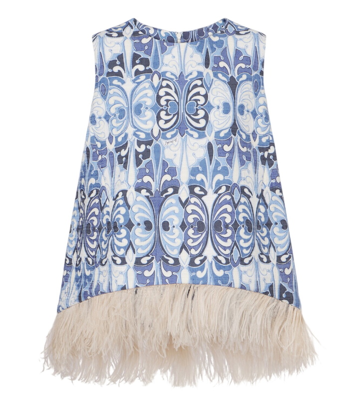 Photo: La DoubleJ La Scala feather-trimmed cotton top