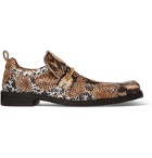 Martine Rose - Chain-Trimmed Snake-Effect Leather Loafers - Brown
