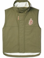 Moncler Genius - 1 Moncler JW Anderson Tryfan Padded Leather-Trimmed Cotton-Blend Down Gilet - Green