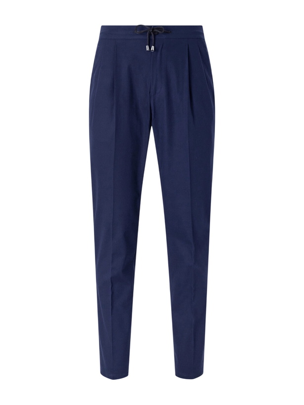Photo: De Petrillo - Straight-Leg Pleated Cotton-Twill Trousers - Blue
