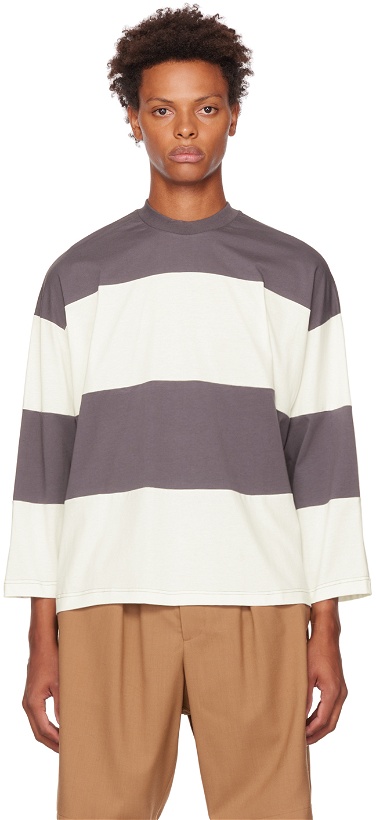 Photo: Sunnei Gray & White Striped Long Sleeve T-Shirt