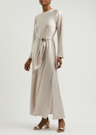Forte_forte Belted Stretch-silk Satin Maxi Dress Pearl