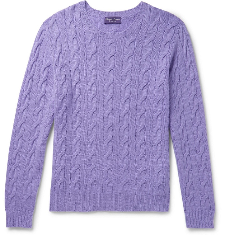 Photo: Ralph Lauren Purple Label - Cable-Knit Cashmere Sweater - Purple
