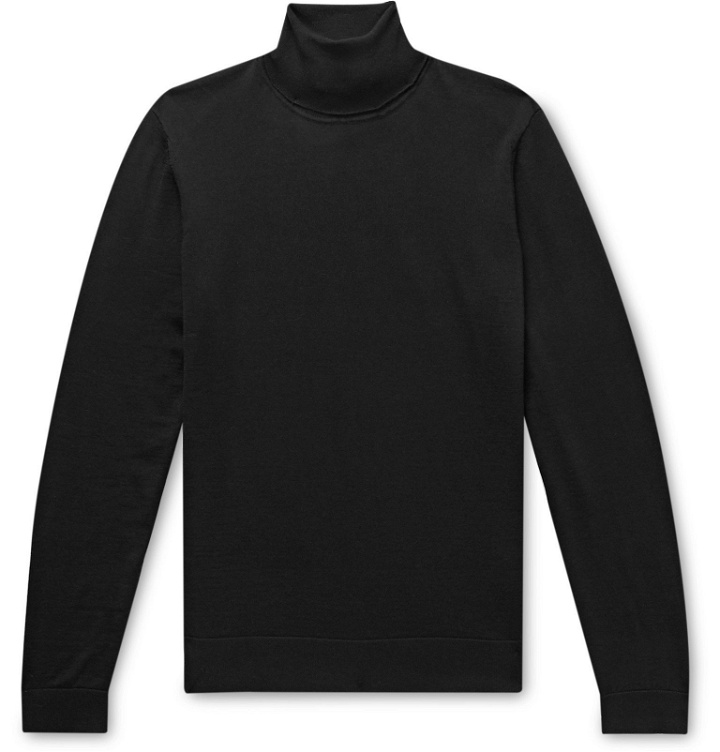 Photo: Hugo Boss - Slim-Fit Virgin Wool and Silk-Blend Rollneck Sweater - Black