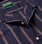 Gitman Vintage - Camp-Collar Striped Cotton and Silk-Blend Shirt - Men - Navy