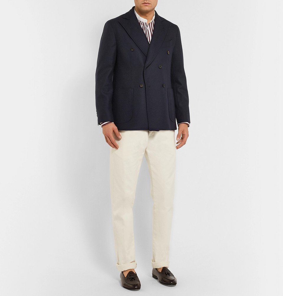 Rubinacci - Navy Double-Breasted Unstructured Wool and Cashmere-Blend Blazer - Men - Navy