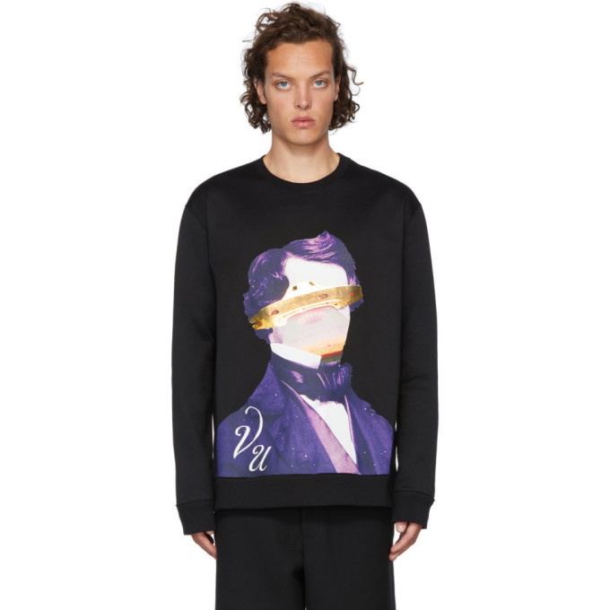 Photo: Valentino Black Undercover Edition V Face UFO Print Sweatshirt