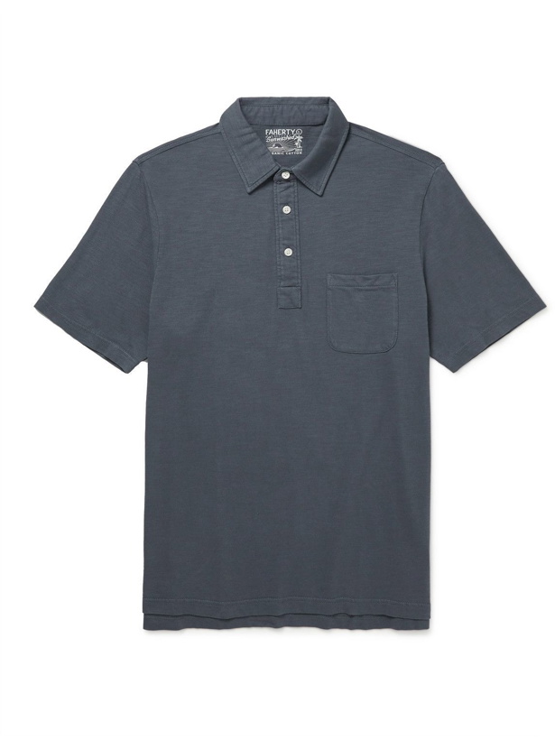 Photo: Faherty - Sunwashed Organic Cotton-Jersey Polo Shirt - Blue