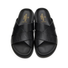 Valentino Black Valentino Garavani Calfskin VLTN Slides