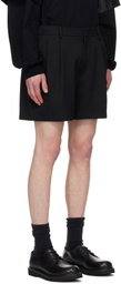 Juun.J Black Wool Pleated Shorts