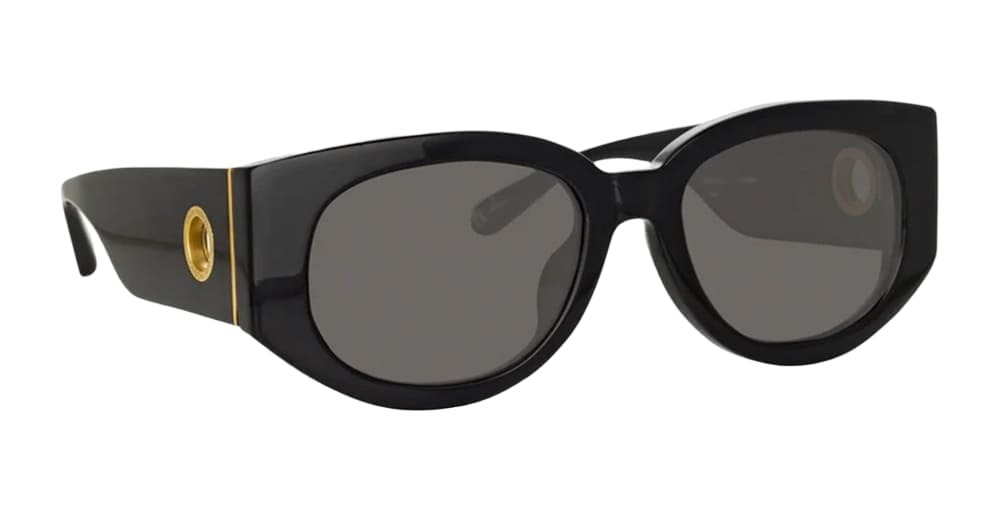 Linda Farrow Debbie - Black / Yellow Gold Sunglasses