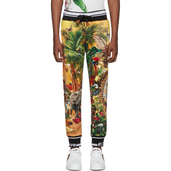 Photo: Dolce and Gabbana Multicolor Tropical King Print Lounge Pants