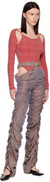 Rui Red & Beige Jacquard Bodysuit