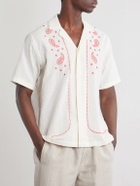 Orlebar Brown - Maitan Camp-Collar Embroidered Cotton Shirt - Neutrals