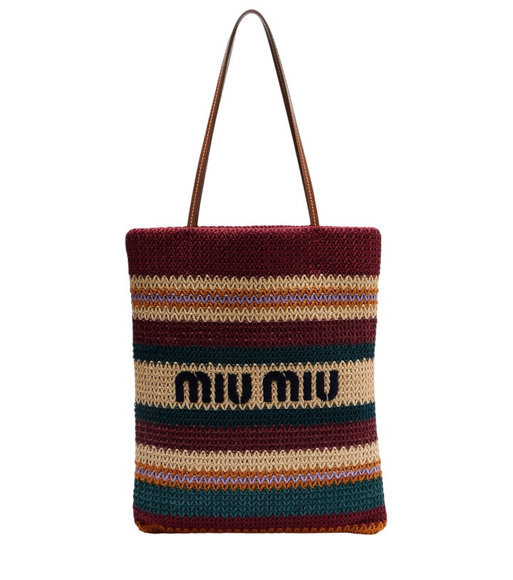 Photo: Miu Miu Woven raffia-effect tote bag