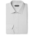 TOM FORD - White Slim-Fit Checked Cotton-Poplin Shirt - Gray