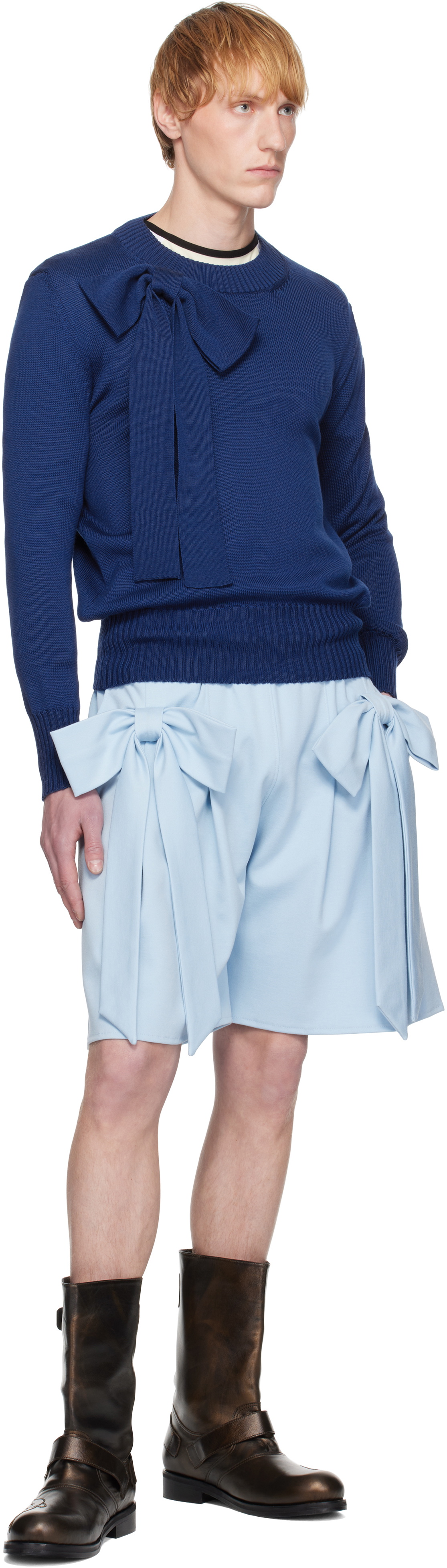 ANDREJ GRONAU SSENSE Exclusive Navy Wide Hem Ribs Sweater