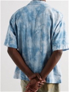 NICHOLAS DALEY - Camp-Collar Tie-Dyed Crinkled-Cotton Shirt - Blue